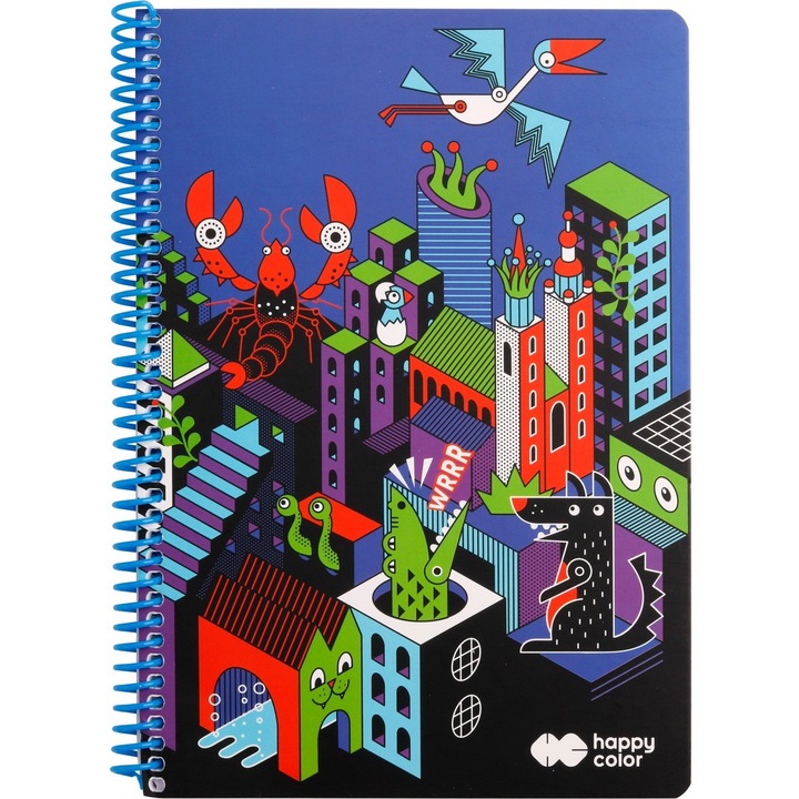 Jegyzetfüzet sínnel, HappyColor, 1026905604, A4, 80 lapos, többszínű