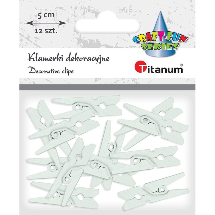 Комплект от 12 декоративни щипки под формата на клещи, Titanum, Дърво, 3+, Бяло