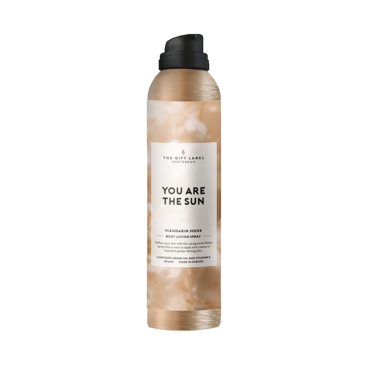 Спрей лосион за тяло The Gift Label, You Are The Sun, колекция пролет/лято, нотки на мускус и мандарина, веган, без сулфати и оцветители, 200 мл