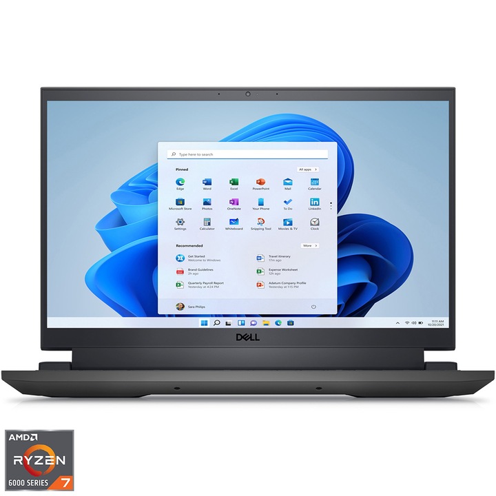 Laptop Gaming Dell Inspiron G15 5525 cu procesor AMD Ryzen™ 7 6800H pana la 4.70 GHz, 15.6", Full HD, 120 Hz, 16GB DDR5, 1TB SSD, NVIDIA GeForce RTX 3060 6GB, Windows 11 Home, Carbon Grey, 3Y Carry In Service Warranty