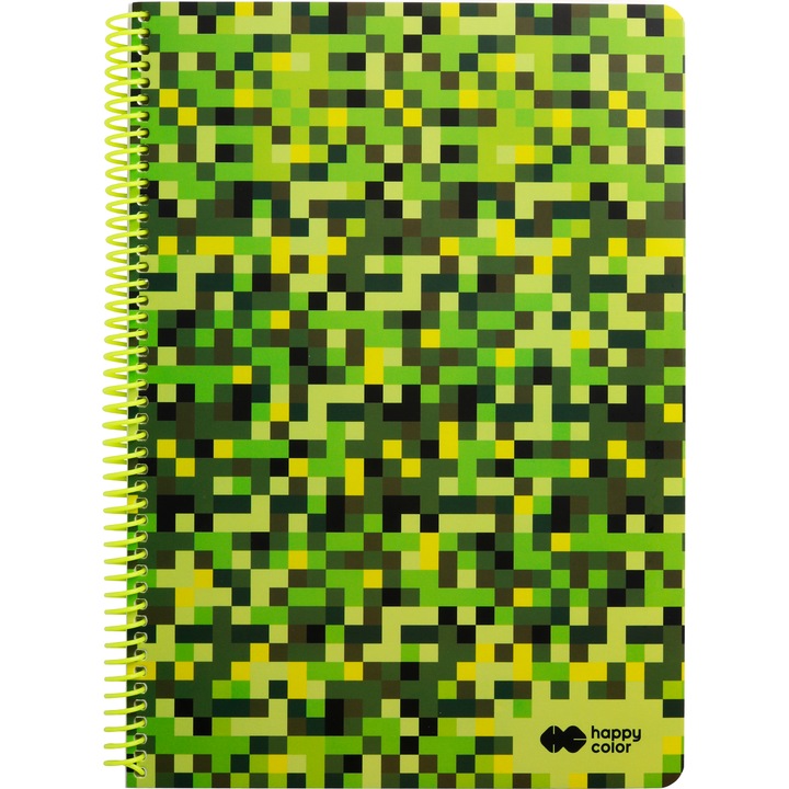 Caiet Pixi B5, Happy Color, 80k carouri, Verde/Negru, 80 file