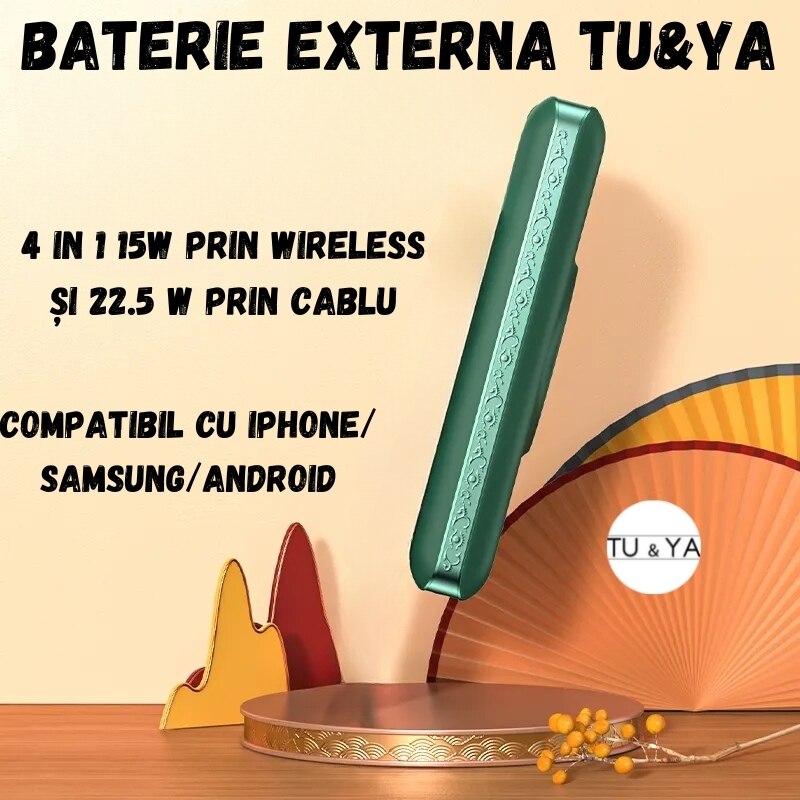 Външна батерия Tuya, С магнит, Безжична, LED, 4 в 1, Бързо зареждане ...