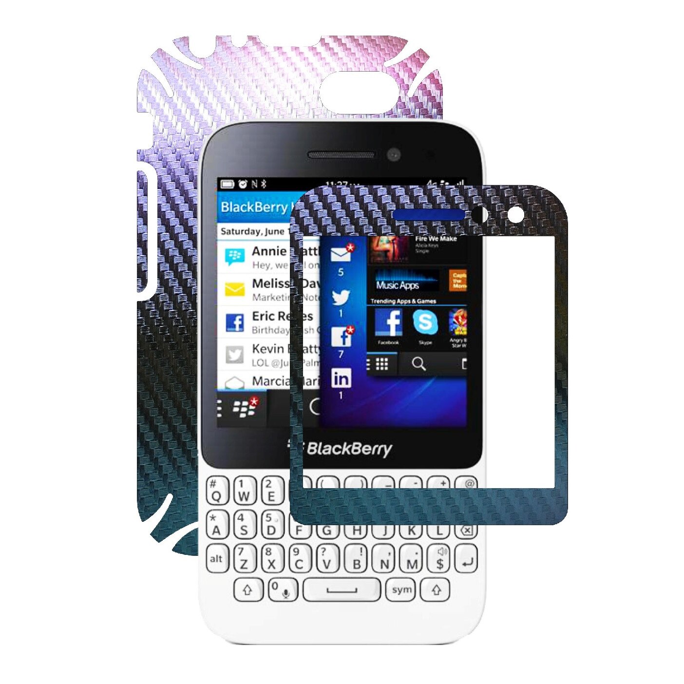 Folie de protectie Carbon Skinz, Husa de tip Skin Adeziv pentru Carcasa, Carbon Cameleon dedicata Blackberry Q5