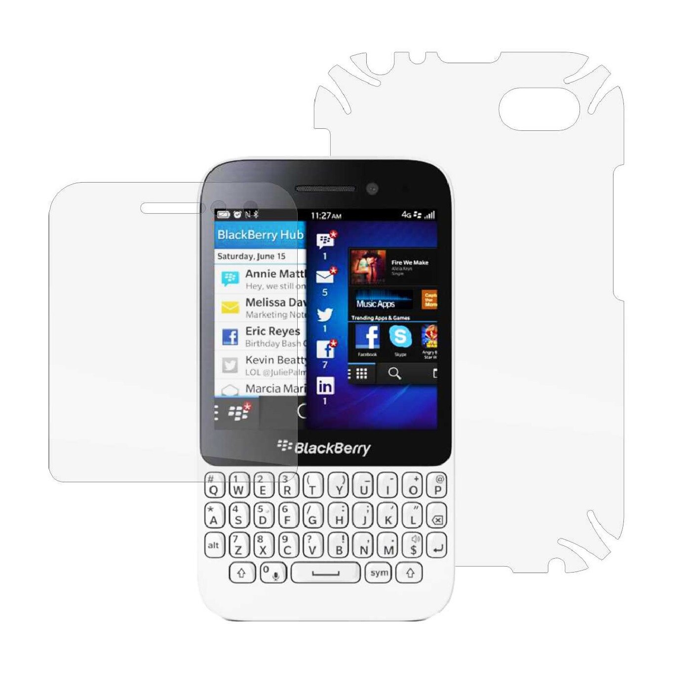 Folie Protectie Full Body Invisible Skinz Ultra-Clear HD, Husa Transparenta de tip Skin Adeziv pentru Carcasa si Ecran, dedicata Blackberry Q5