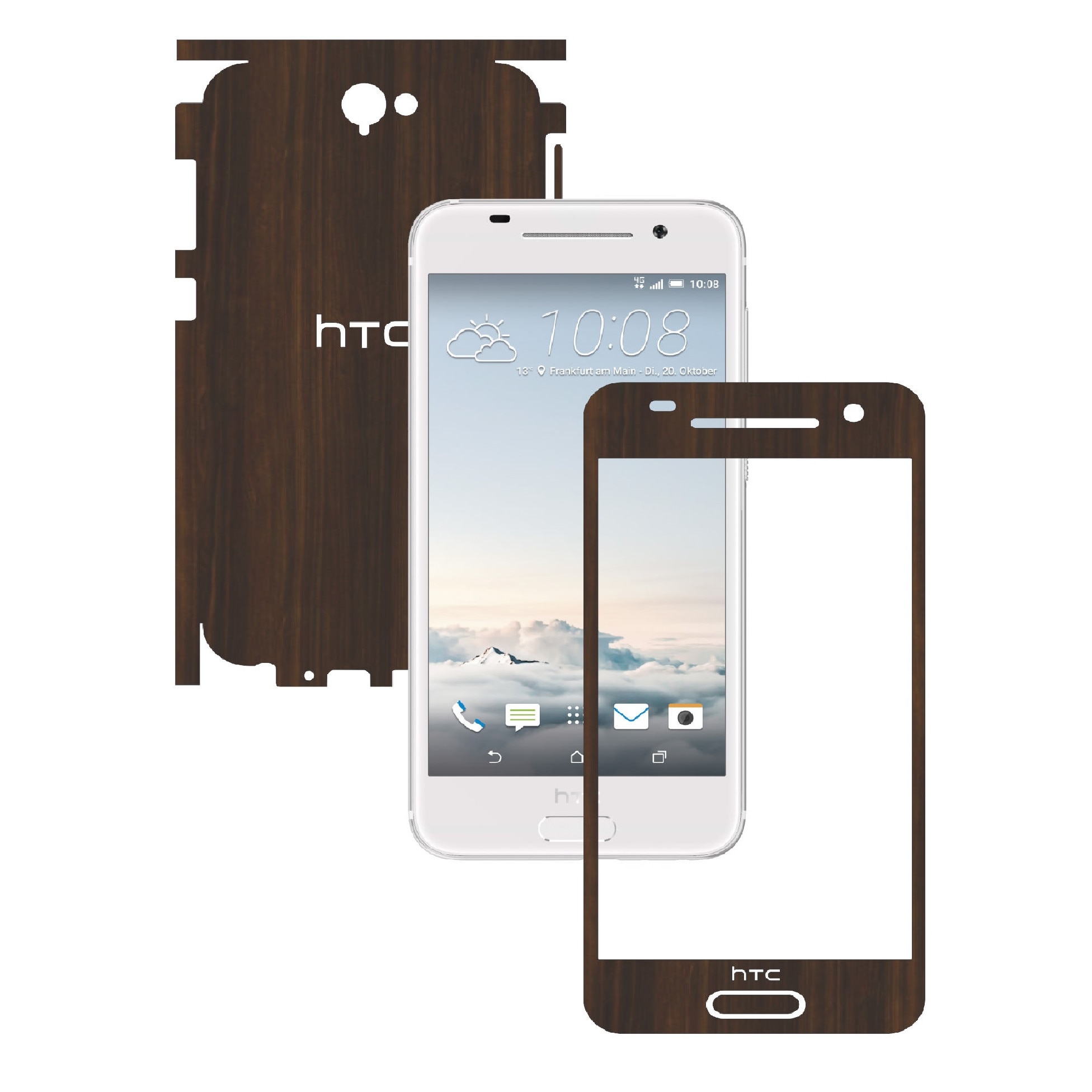 Folie de protectie Carbon Skinz, Husa de tip Skin Adeziv pentru Carcasa, Lemn Nuc Inchis dedicata HTC One A9 Aero