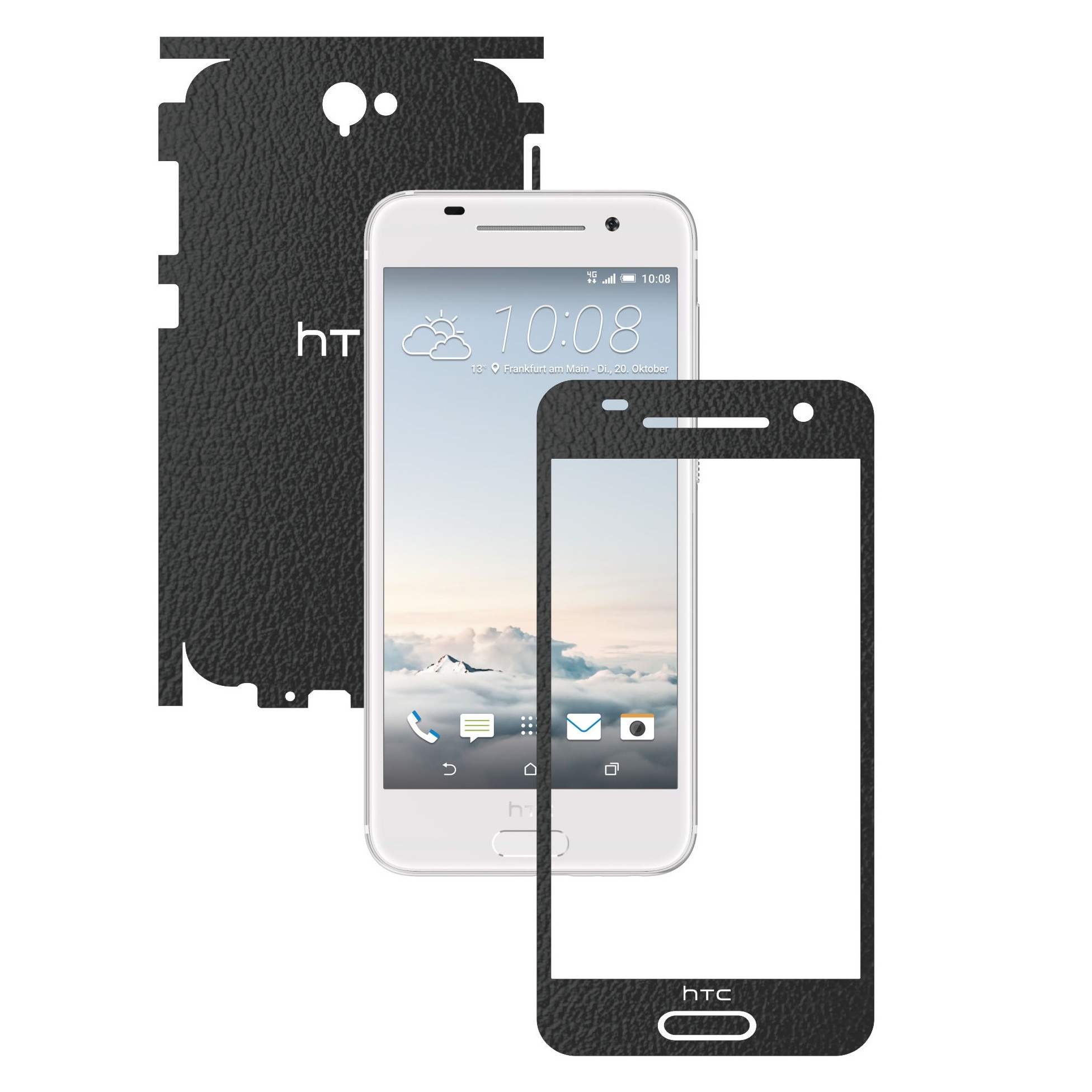Folie de protectie Carbon Skinz, Husa de tip Skin Adeziv pentru Carcasa, Piele Neagra dedicata HTC One A9 Aero