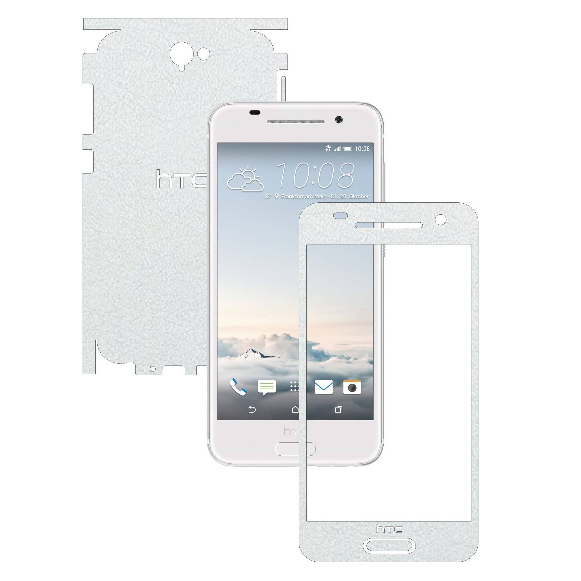 Folie de protectie Carbon Skinz, Husa de tip Skin Adeziv pentru Carcasa, Piele Alba dedicata HTC One A9 Aero