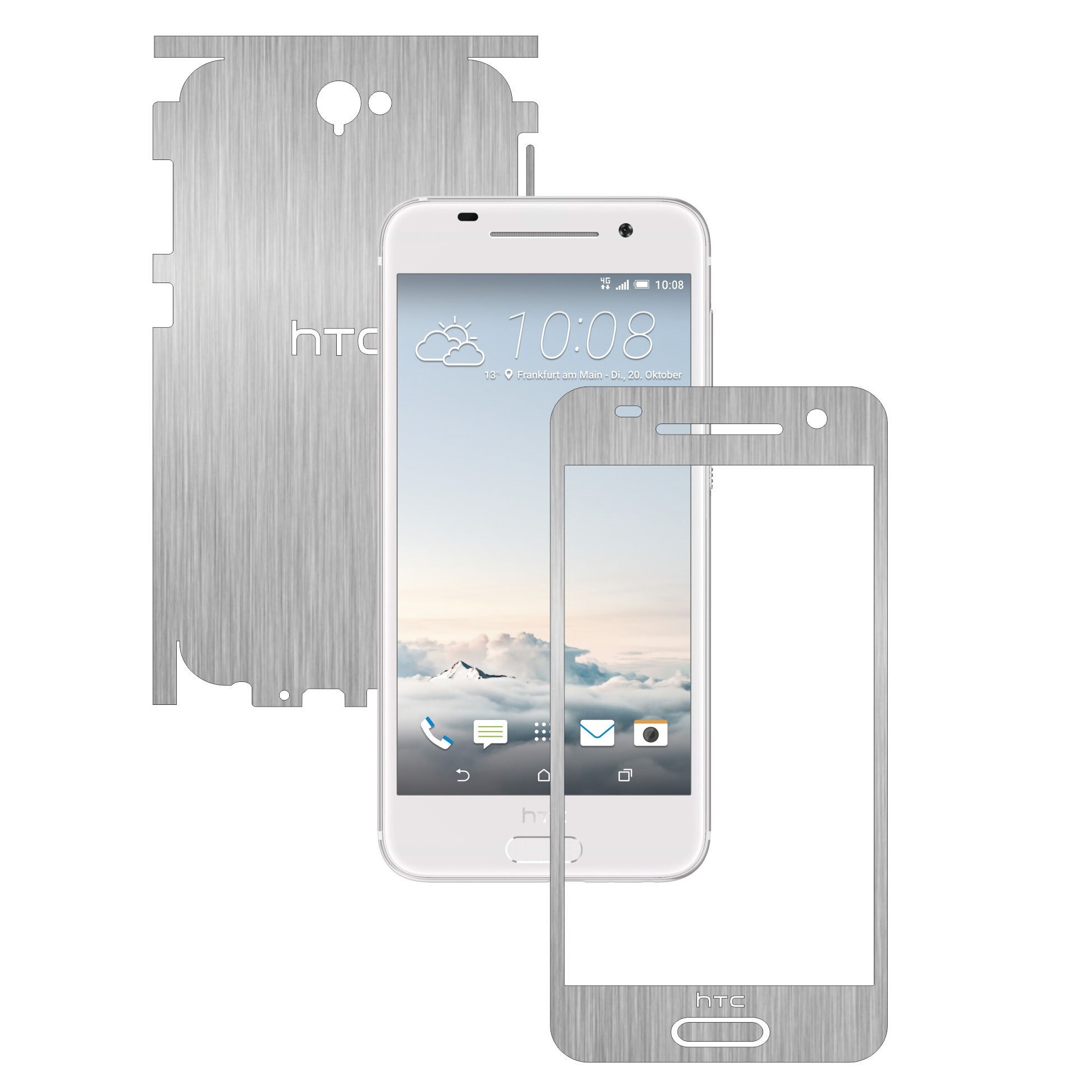 Folie de protectie Carbon Skinz, Husa de tip Skin Adeziv pentru Carcasa, Brushed Argintiu dedicata HTC One A9 Aero