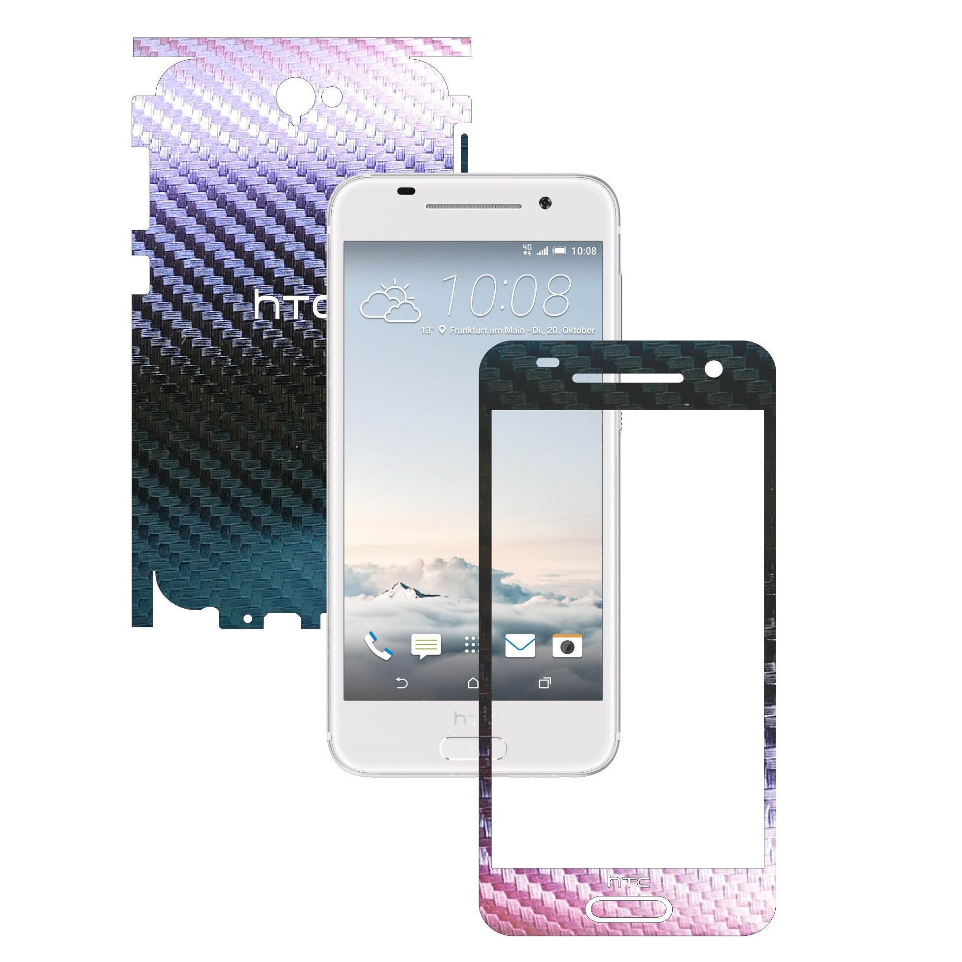 Folie de protectie Carbon Skinz, Husa de tip Skin Adeziv pentru Carcasa, Carbon Cameleon dedicata HTC One A9 Aero