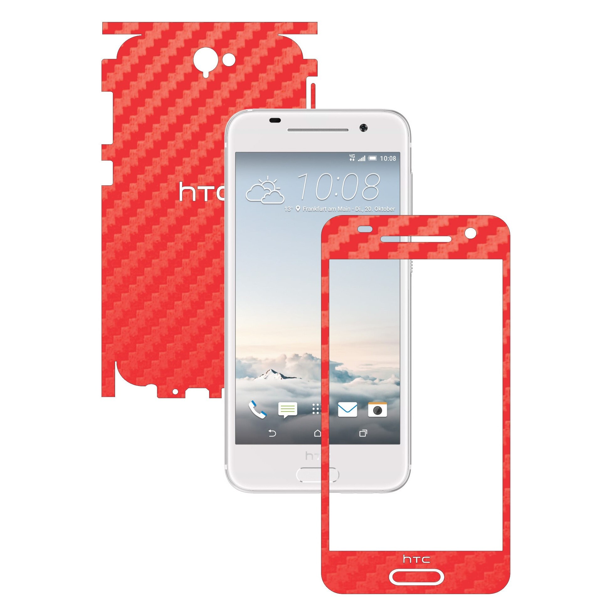 Folie de protectie Carbon Skinz, Husa de tip Skin Adeziv pentru Carcasa, Carbon Rosu dedicata HTC One A9 Aero