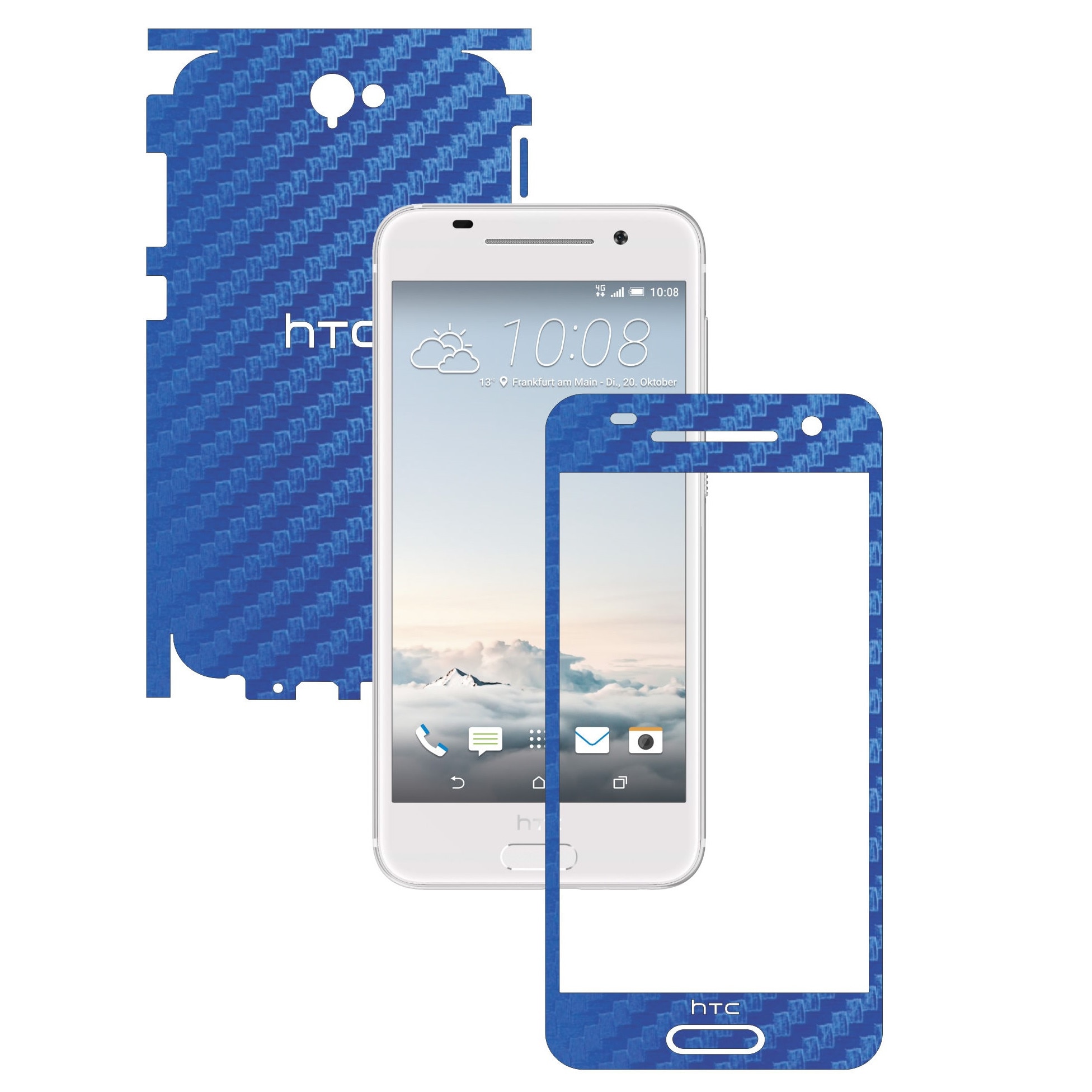 Folie de protectie Carbon Skinz, Husa de tip Skin Adeziv pentru Carcasa, Carbon Albastru dedicata HTC One A9 Aero
