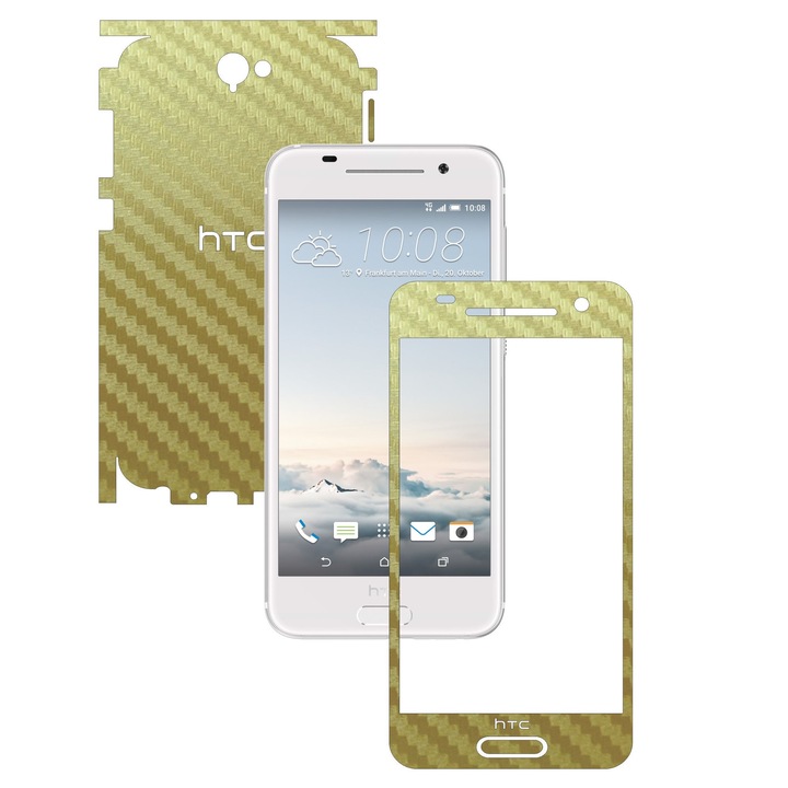 Защитен филм Carbon Skinz, Adhesive Skin Cover for the Case, Carbon Gold, посветен на HTC One A9 Aero