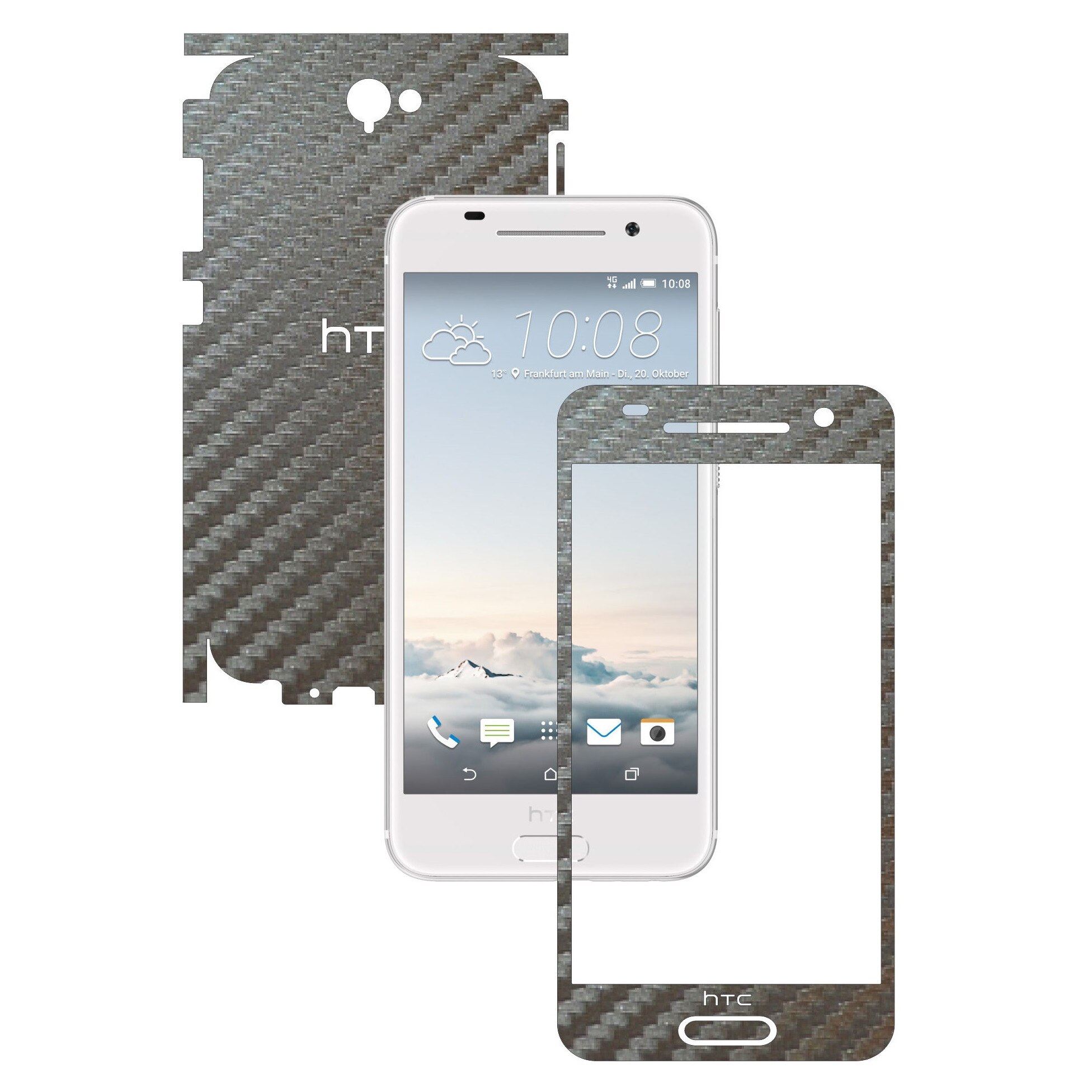 Folie de protectie Carbon Skinz, Husa de tip Skin Adeziv pentru Carcasa, Carbon Gri Argintiu dedicata HTC One A9 Aero