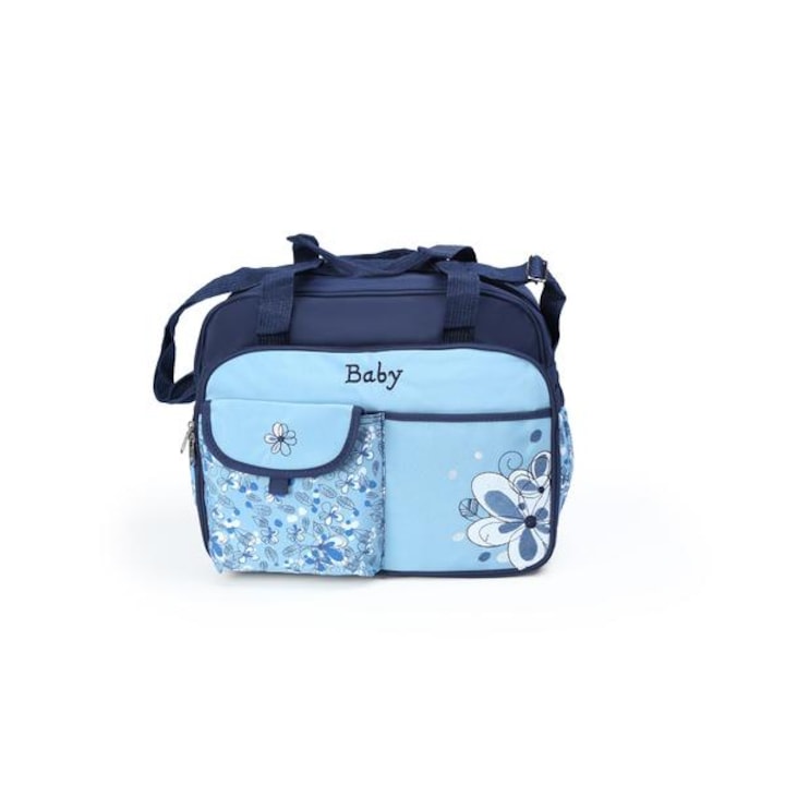 Многофункционална чанта за количка Luna Flower Blue
