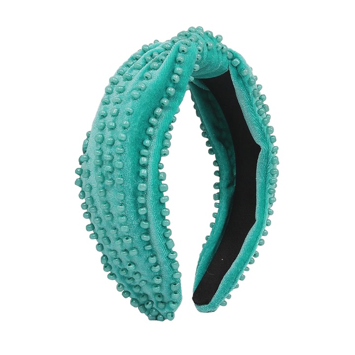 Bentita verde, cu margelute si nod, Randie C1, Pursehuit