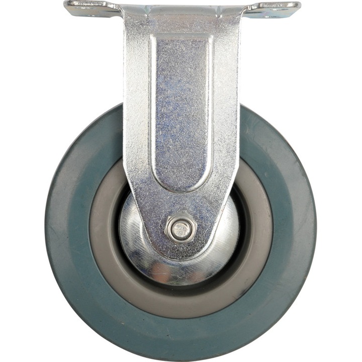 Roata fixa, Vorel, Cauciuc, 50 mm, Gri/Argintiu