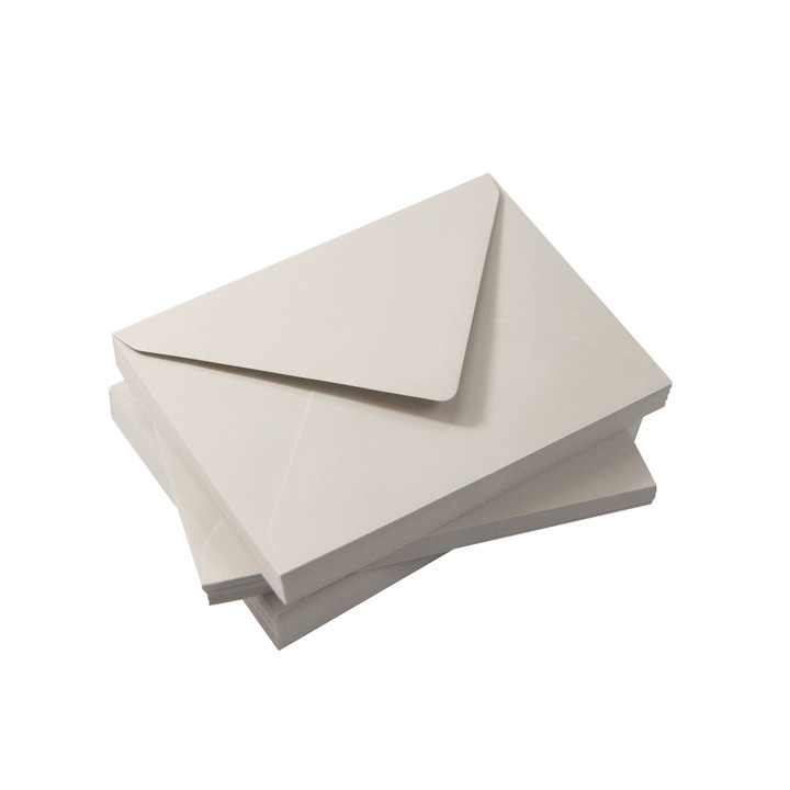 Комплект от 10 плика C6 Shan, Хартия, 11,5 х 16 см, Светлосив