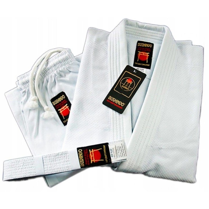 Kimono, Bushindo, Bumbac/Poliester, 140 cm, Alb