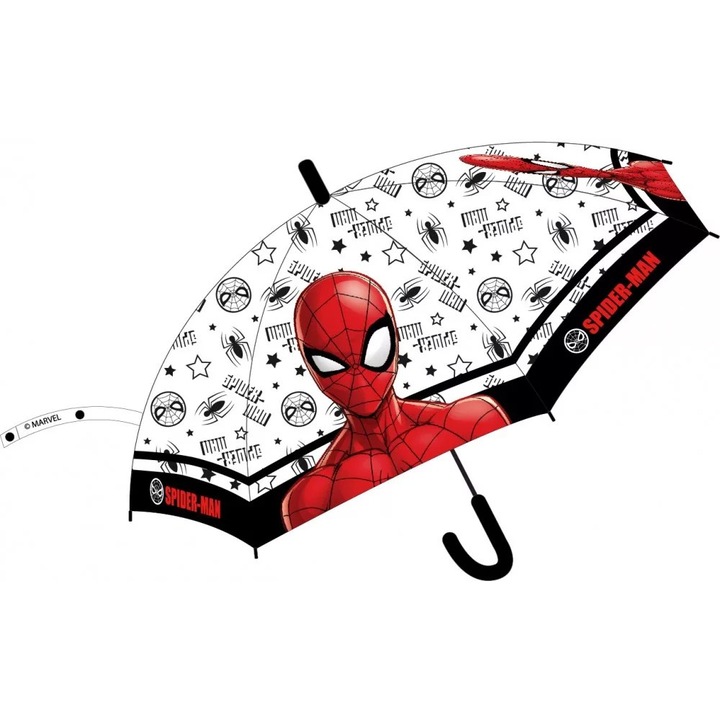 Umbrela semiautomata pentru copii Spiderman, E plus M, 74cm, Multicolor
