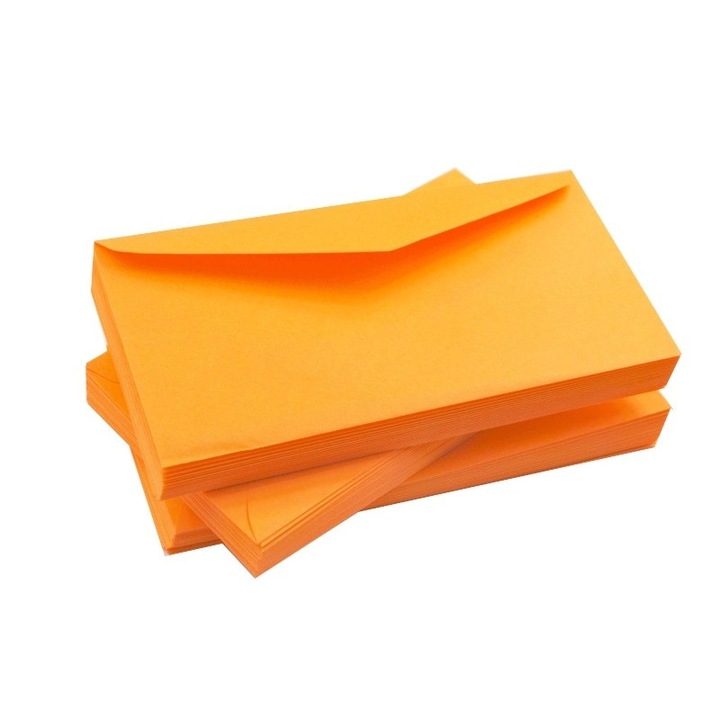 Комплект от 10 DL плика, Шан, 1026893168, Хартия, 11 х 22 см, Оранжев