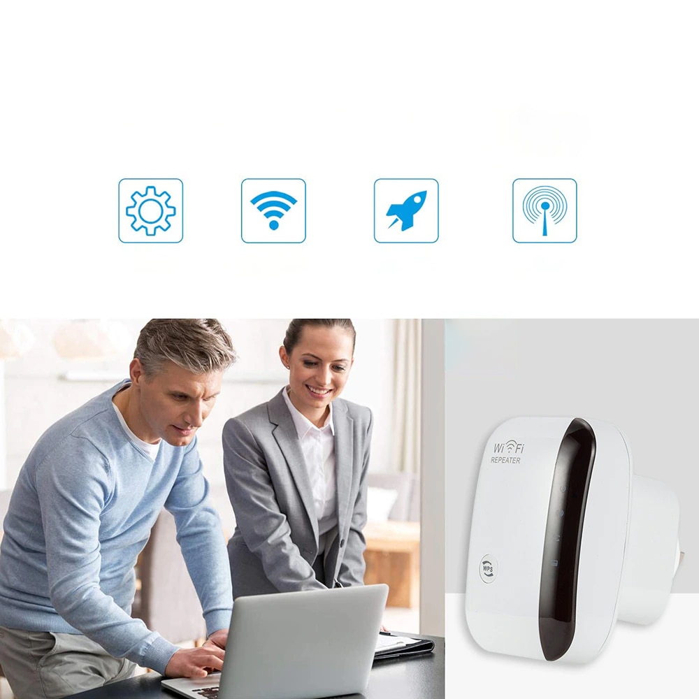 Wifi усилвател на сигнала, 2.4Ghz, 300 Mbps, обхват 100m, LAN букса ...