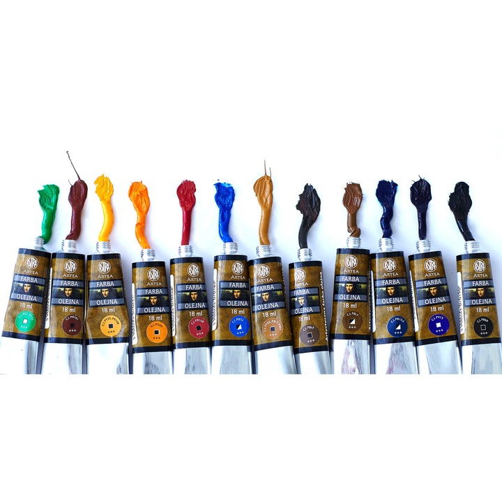 Olajfesték készlet, Astra, 12 szín x 18 ml, Multicolor
