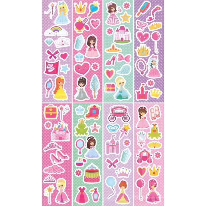 8 db lökhárító háló készlet, titán, matricák, hercegnők, többszínű