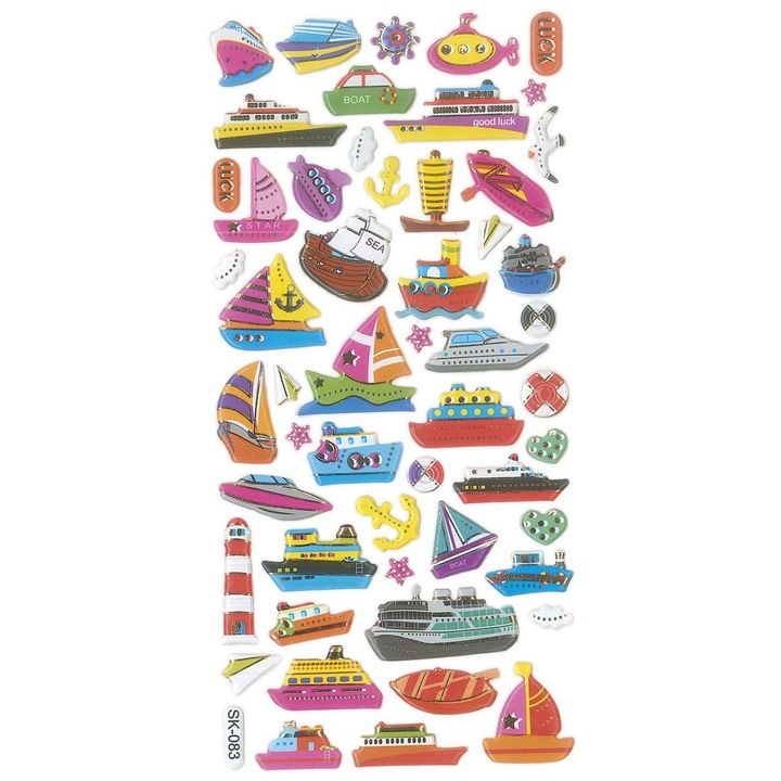 54 db-os matrica/matrica készlet, Titanum, Hajók, Többszínű