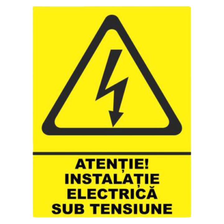 Sticker decorativ, indicator instalatie electrica sub tensiune, autocolant, 148x210mm A5