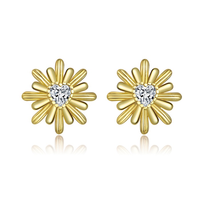 Cercei argint cu margarete si inimioare, BeSpecial, EZT0276