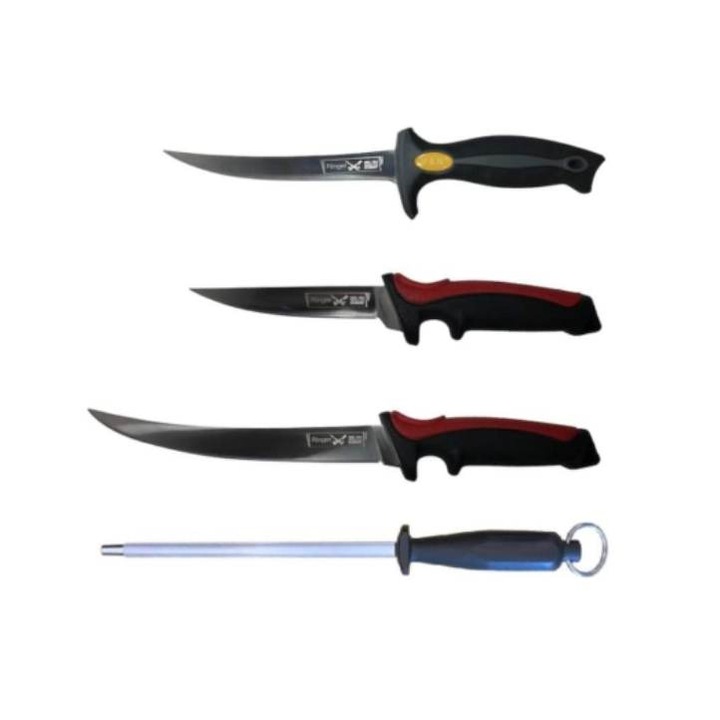 Pachet Profesional de Macelarie 4 Piese, 3 Cutite, 1 Masat pentru Ascutit, ct0019