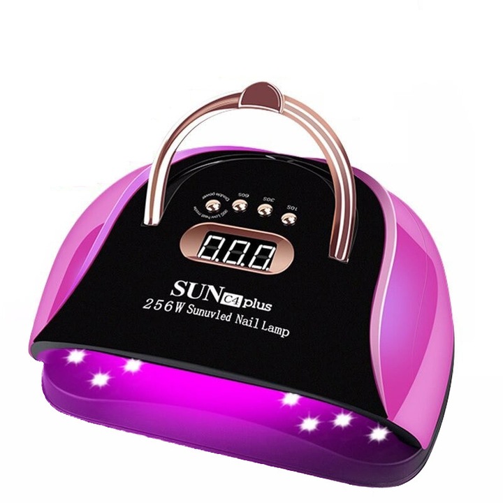 UV LED körömlámpa 256w, BYONDSELF® Professzionális lámpa 57 UV LED, Infravörös érzékelőhöz, Szárítás 10-99 mp, fogantyúval