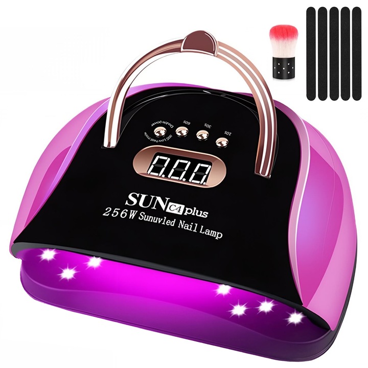 Lampa unghii UV LED 256w, BYONDSELF® Lampa profesionala 57 Leduri UV, Senzor Infrarosu Pentru, Uscare 10-99 sec, cu maner