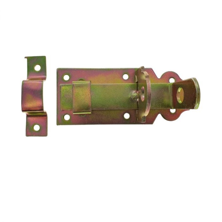 Inchizator pentru usi sau ferestre din metal zincat cu orificiu pentru blocare, 16 cm, Aramiu