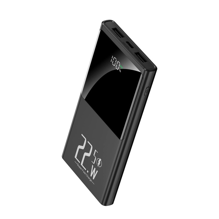 Външна батерия Jonkuu, 10000mAh, 22.5W, 2USB/USB-C, Черен