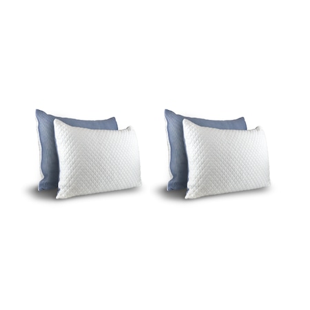 Set 4 perne cu spuma cu memorie maruntita, CEDA HOME, Alb/Albastru, 50X70cm