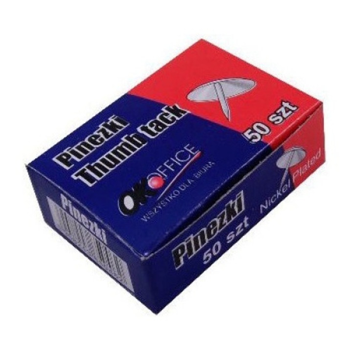 Set 50 pioneze, OkOffice, Nichel, Argintiu