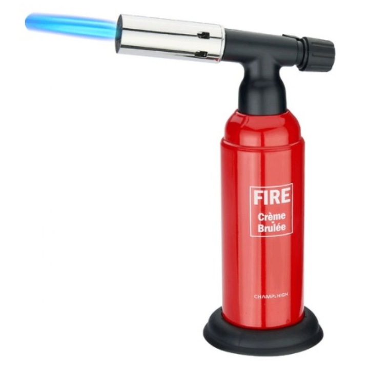 Arzator profesional de flambat pentru bucatarie si cofetarie Champ High Fire Premium Creme Brulee, aspect torta extinctor 2 flacari, 1400°C