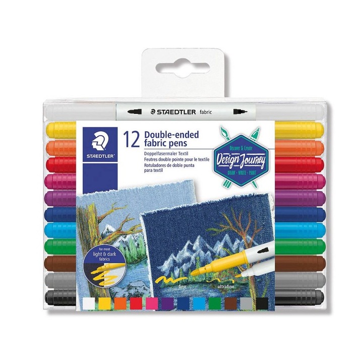 Set 12 carioci duble pentru textile, Staedtler, culori asortate 3190-TB12