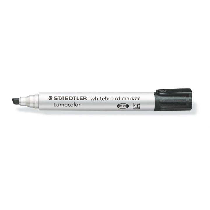Marker whiteboard, Staedtler, Lumocolor, Varf oblic, Uscare rapida, Negru