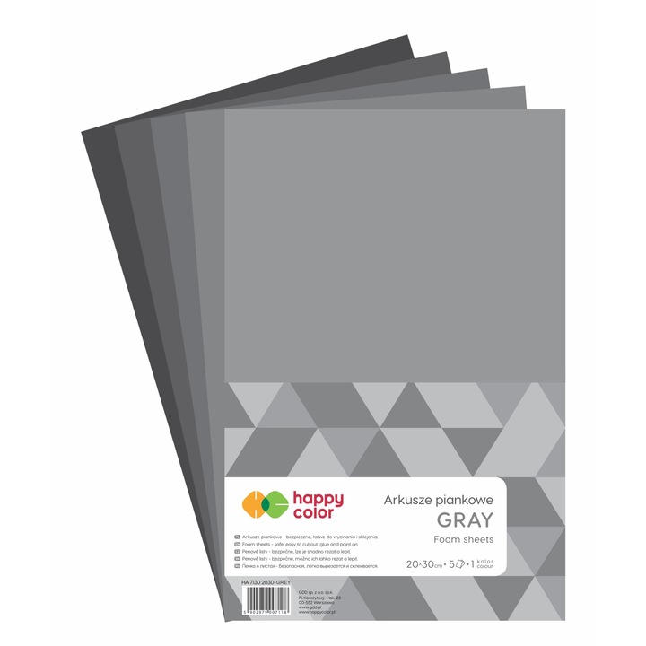 Foaie buretata, Happy Color, 20 x 30 cm, 5 foi, Gri