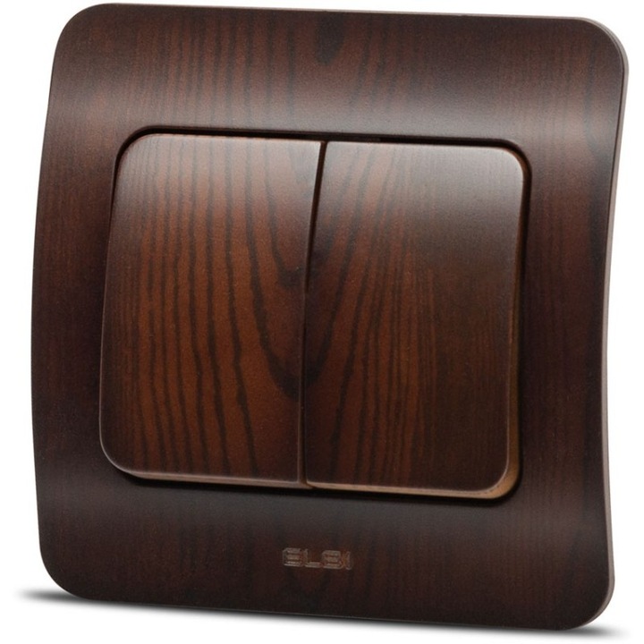 Intrerupator dublu, incastrat, 10A, gama Jazz, nuc inchis