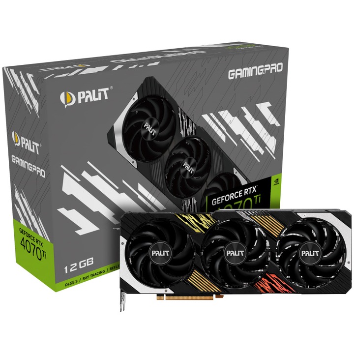 Placa Video Palit GeForce RTX™ 4070 Ti GamingPro, 12GB, GDDR6X, 192-bit