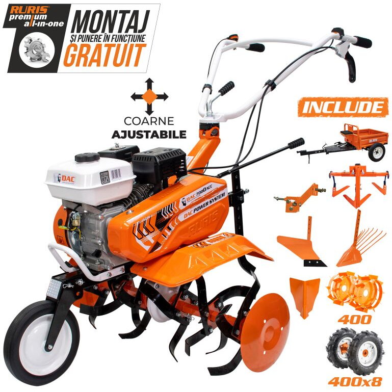 Motosapa Ruris DAC 7000acc4, 7 CP, roti cauciuc 4.00-8, rarita