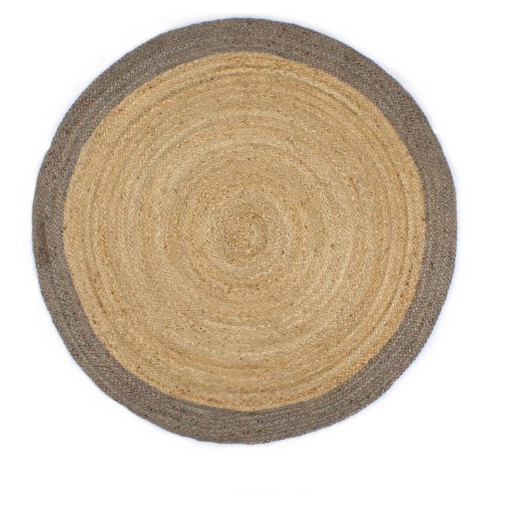 Килим vidaXL, Ръчно плетен, Юта, Сив кант, 210 см