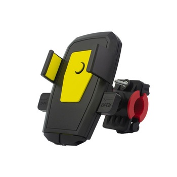 Suport telefon pentru biciclete/motocicleta, rotativ la 360°, reglabil 4-6 inci, negru/galben