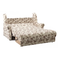 Canapea extensibila Vogue, culoarea Crem cu Flori, 2 locuri, lada de depozitare, 2 perne decor, 176x105x100 cm