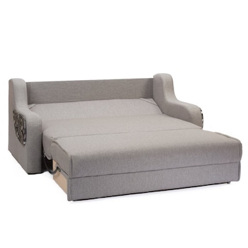 Canapea extensibila tip pat matrimonial Havana, culoarea Gri, 3 locuri, lada de depozitare, 2 perne decor, 194x104x100 cm Canapea extensibila tip pat matrimonial Havana, culoarea Gri, 3 locuri, lada de depozitare, 2 perne decor, 194x104x100 cm