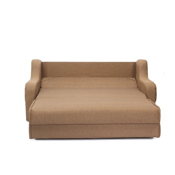 Canapea extensibila tip pat matrimonial Havana, culoarea Maro, 3 locuri, lada de depozitare, 2 perne decor, 194x104x100 cm Canapea extensibila tip pat matrimonial Havana, culoarea Maro, 3 locuri, lada de depozitare, 2 perne decor, 194x104x100 cm