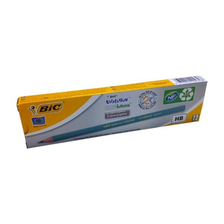12 db ceruza készlet, Bic, Műgyanta, Keménység HB, Kék